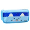 LEAN TOYS Schultüte mit zwei Fächern Katzenmotiv Blau 22 cm