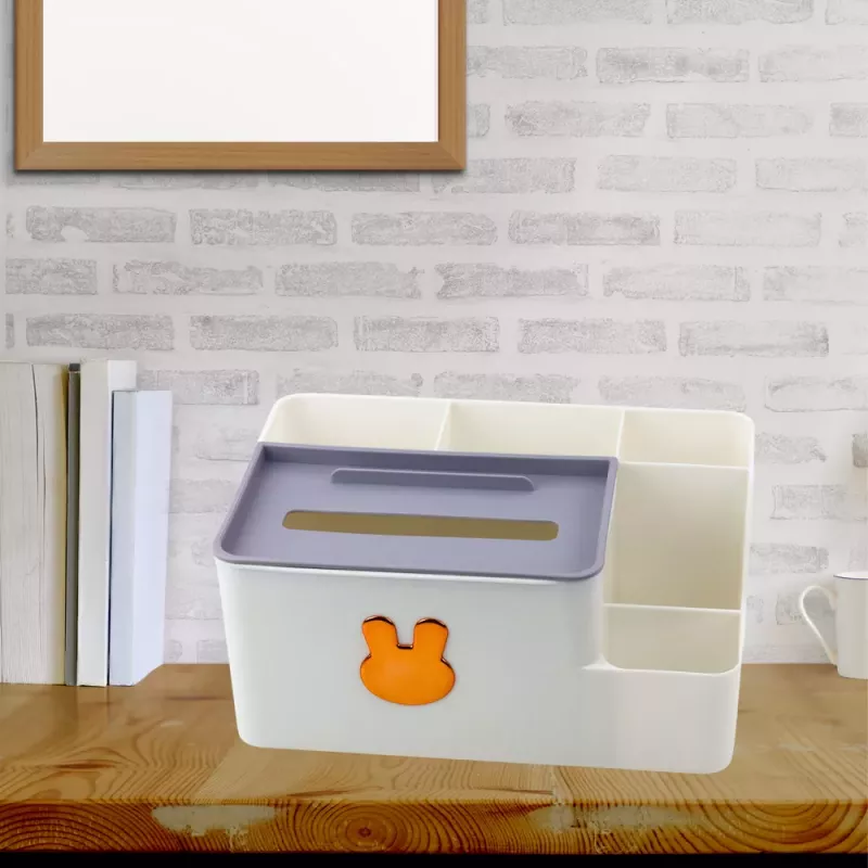 LEAN Schreibtisch-Organizer mit Taschentuchbox Gold Hase Weiß