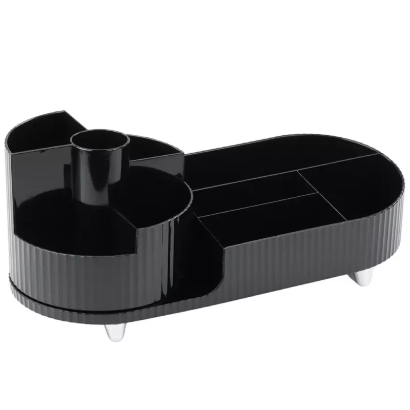 LEAN Multifunktionaler Organizer für Kosmetik, Schreibtisch, drehbar, geräumig, schwarz