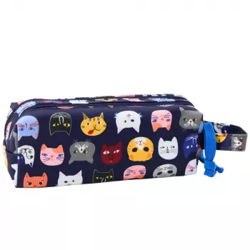 LEAN Schultüte Colorful Cats Zwei Fächer Marineblau 22cm