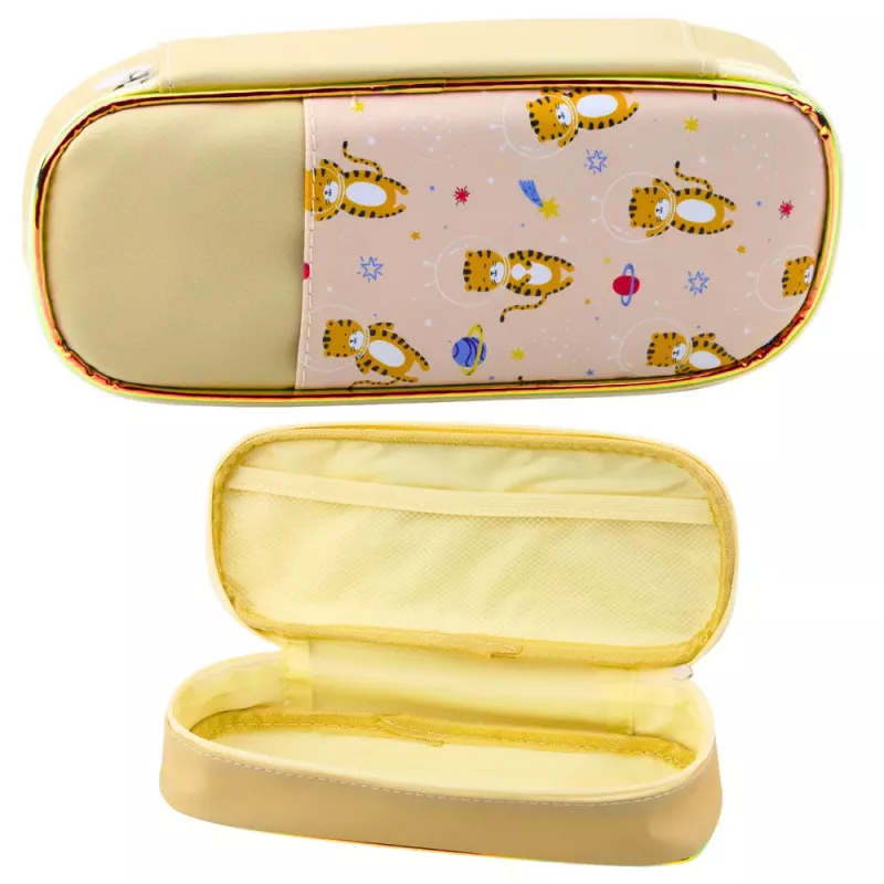 LEAN School Pencil Case Space Tigers Kit Beige 24cm