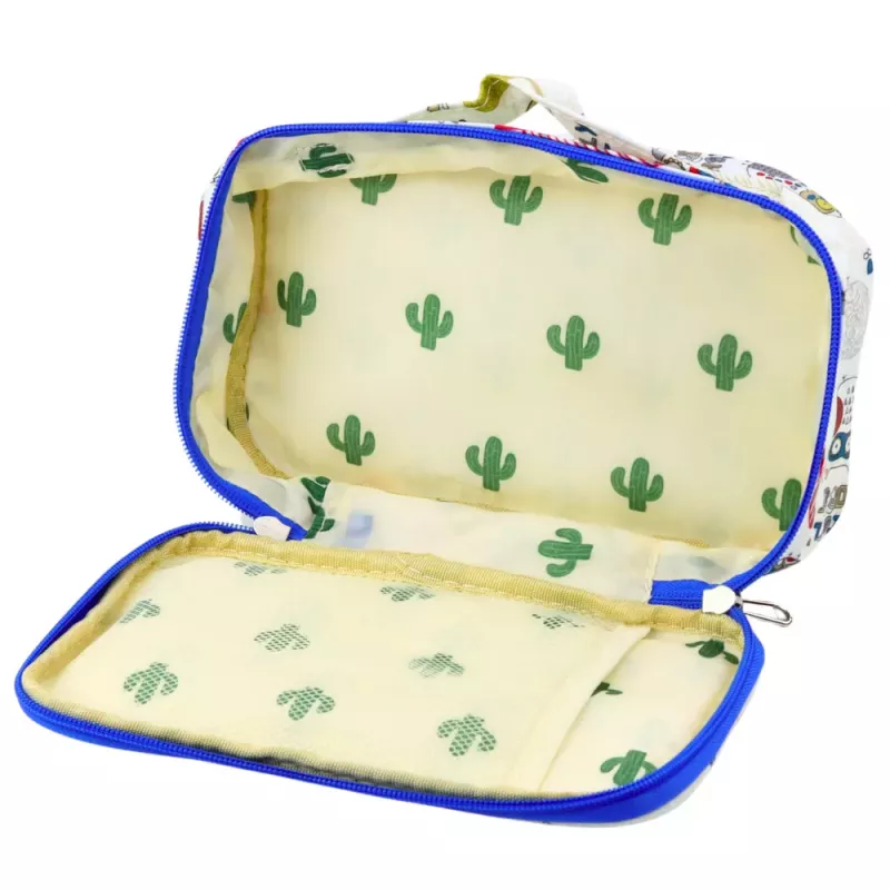 LEAN School Pencil Case Organizer Roomy Additional Pocket Owls White 21.5cm