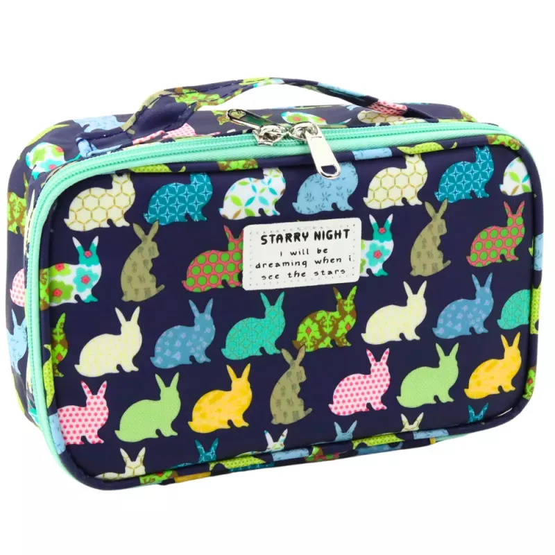 LEAN Pencil Case School Organizer Cosmetic Bag Additional Pocket Navy Blue 22.5cm