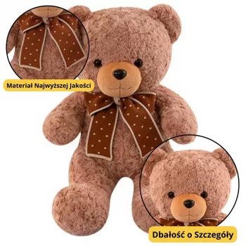 LEAN TOYS Plüsch-Maskottchen Kuscheltier Teddybär mit Schleife und Tupfen 45 cm