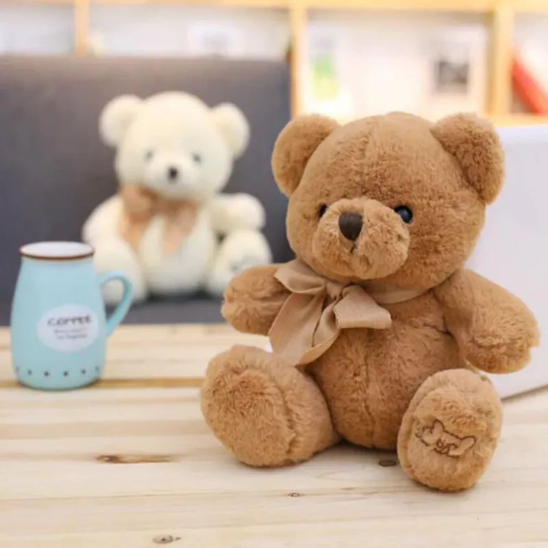 LEAN TOYS Plüsch-Maskottchen Kuscheltier Großer Teddybär mit Schleife Braun 40cm