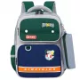 LEAN Schulrucksack Dinosaurier-Patches mit Federmäppchen Grau 16L