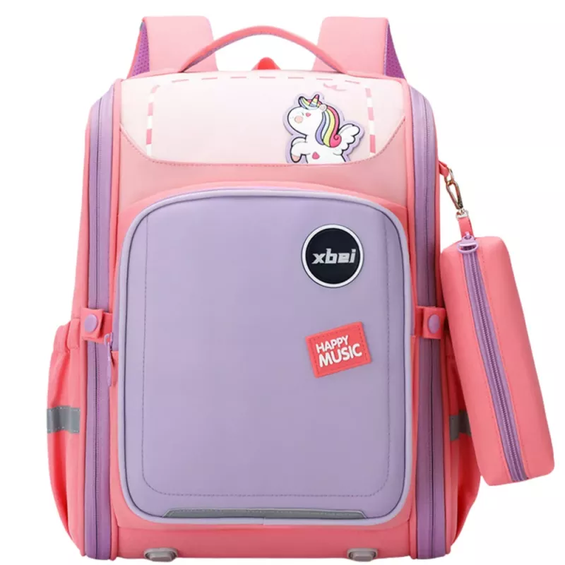 LEAN Schulrucksack mit Einhorn-Brustgurt Pastellrosa 21L 39cm