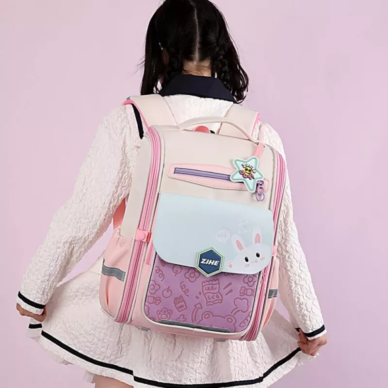 LEAN Schulrucksack mit Hasen-Brustgurt Pastell 21L