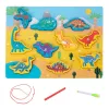 LEAN TOYS Holzpuzzle Magnete Fadenverflechtung Dinosaurier