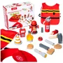 LEAN TOYS Feuerwehrkostüm-Set Feuerwehrzubehör Holz 14 Teile