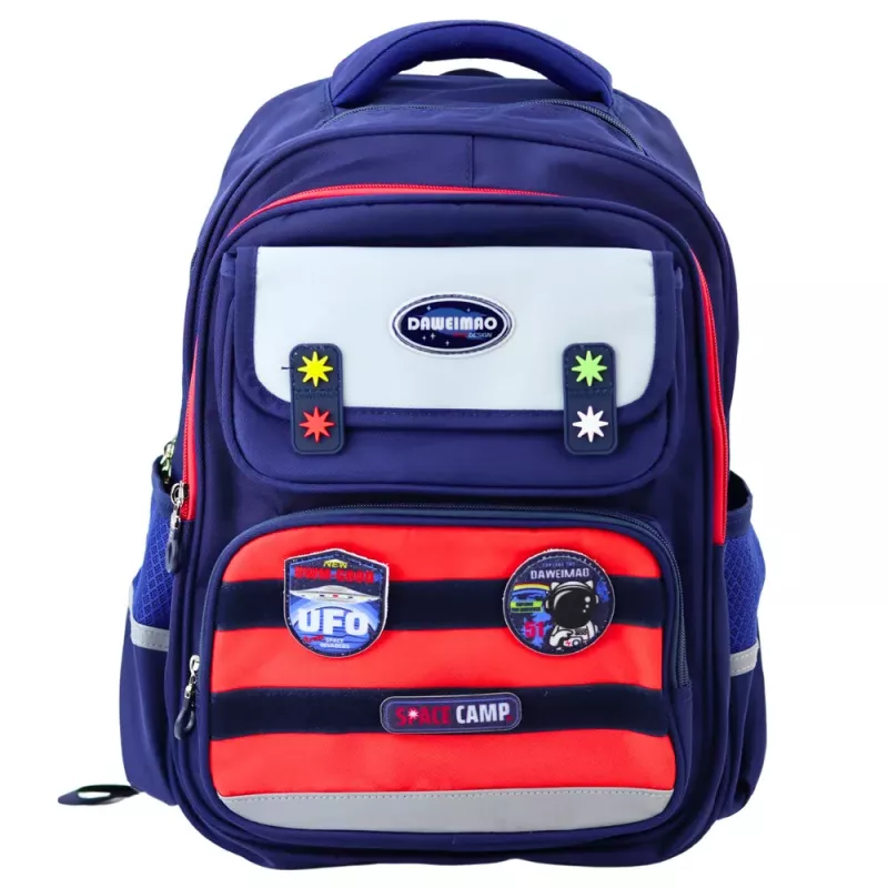 LEAN Kinder-Schulrucksack mit Brustgurt, Marineblau Rot Space, 20L, 38cm