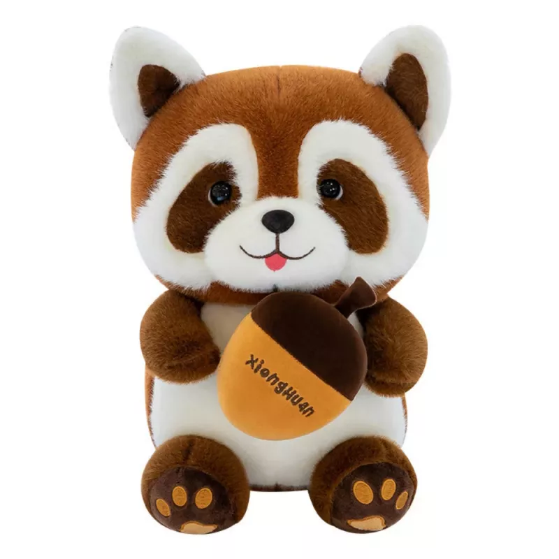 LEAN TOYS Plüschtier Waschbär mit Eichel 23cm