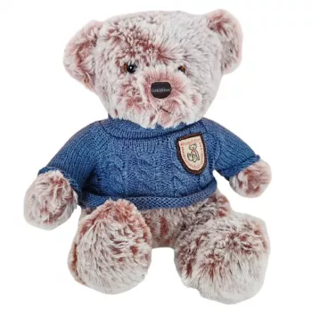 LEAN TOYS Plüsch-Maskottchen Kuscheltier Teddybär Grau Blauer Pullover 21cm
