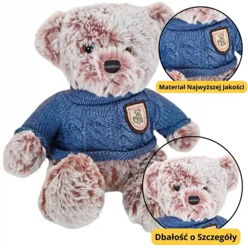 LEAN TOYS Plüsch-Maskottchen Kuscheltier Teddybär Grau Blauer Pullover 21cm