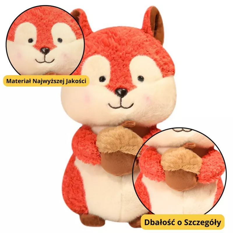 LEAN TOYS Plüsch-Maskottchen Kuscheltier Eichhörnchen mit Nuss 25cm