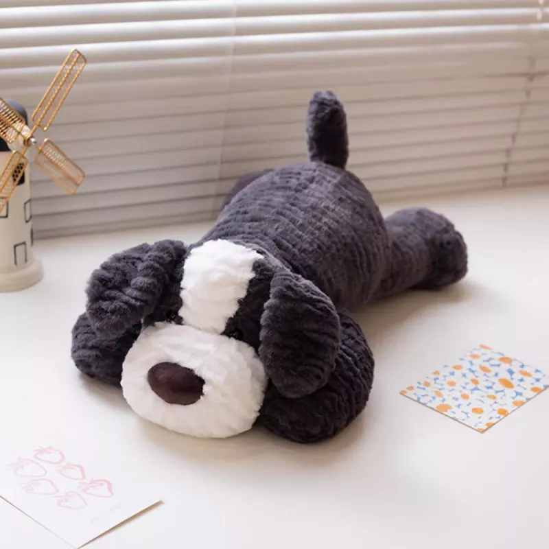 LEAN TOYS Plüsch-Maskottchen Kuscheltier Hund Dunkelgrau 30cm