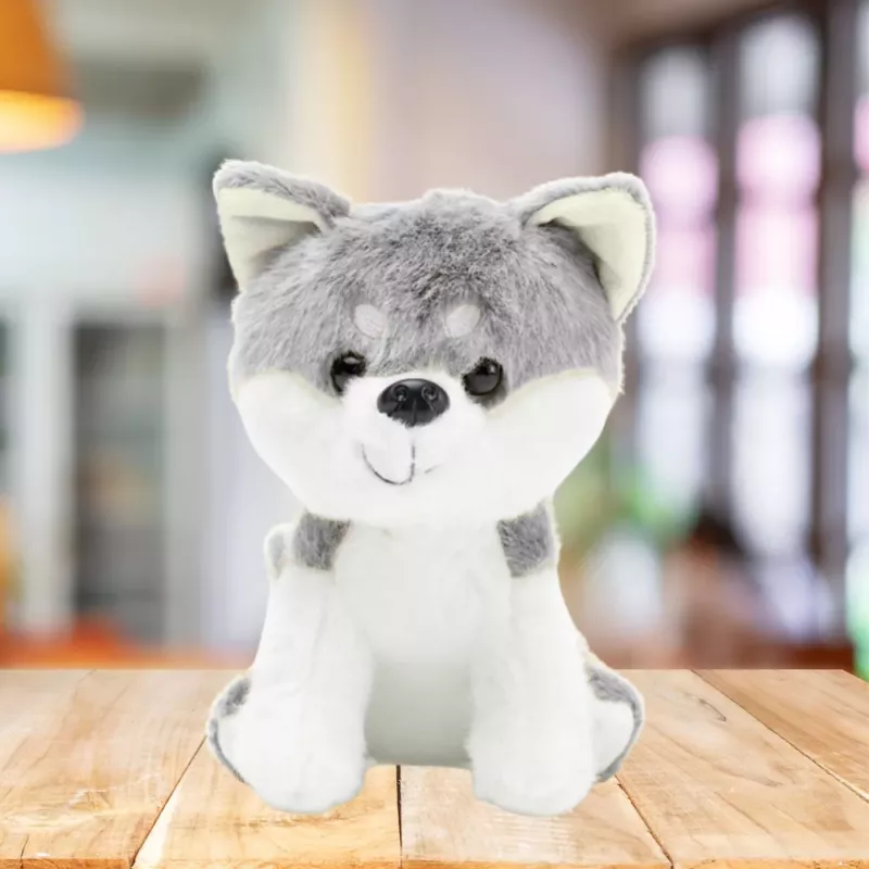 LEAN TOYS Plüsch-Maskottchen Kuscheltier Wolf Weiß Grau 20 cm