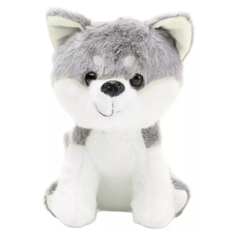 LEAN TOYS Plüsch-Maskottchen Kuscheltier Wolf Weiß Grau 20 cm