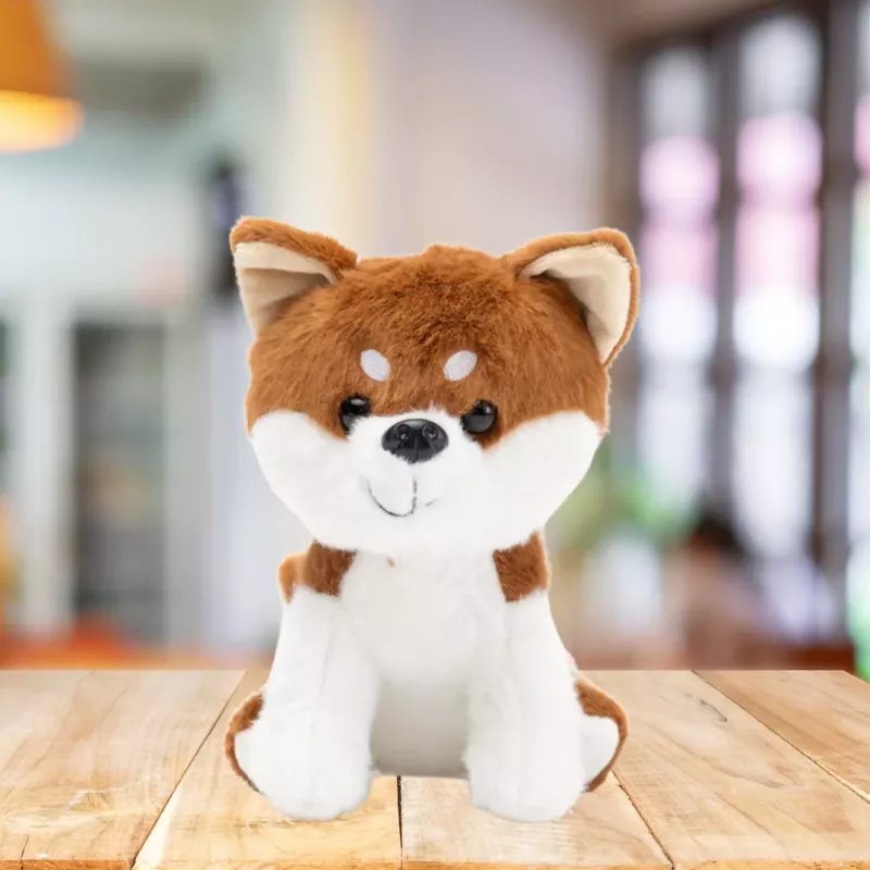LEAN TOYS Plüsch-Maskottchen Kuscheltier Kleiner Hund Shiba Inu Weiß Braun 20 cm