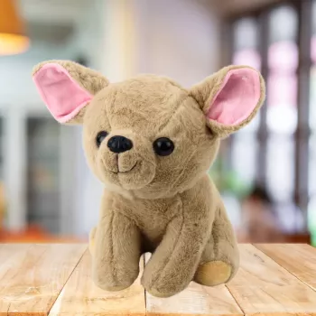 LEAN TOYS Plüsch-Maskottchen Kuscheltier Kleiner Hund Chihuahua Beige 22 cm