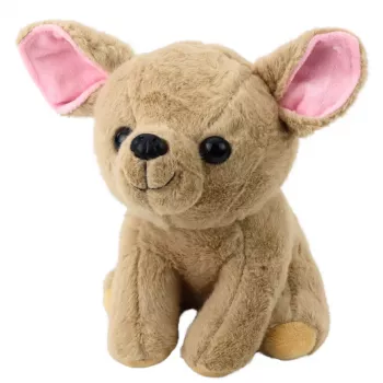 LEAN TOYS Plüsch-Maskottchen Kuscheltier Kleiner Hund Chihuahua Beige 22 cm