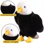 LEAN TOYS Plüschadler Vogel Plüschtier Maskottchen Kuscheltier Schwarz und Weiß 25cm