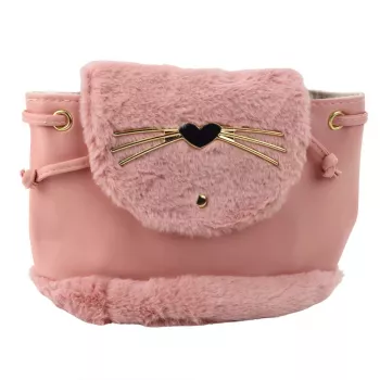 LEAN Kinderrucksack Plüschohren Verstellbarer Gurt Pink 22cm 4L