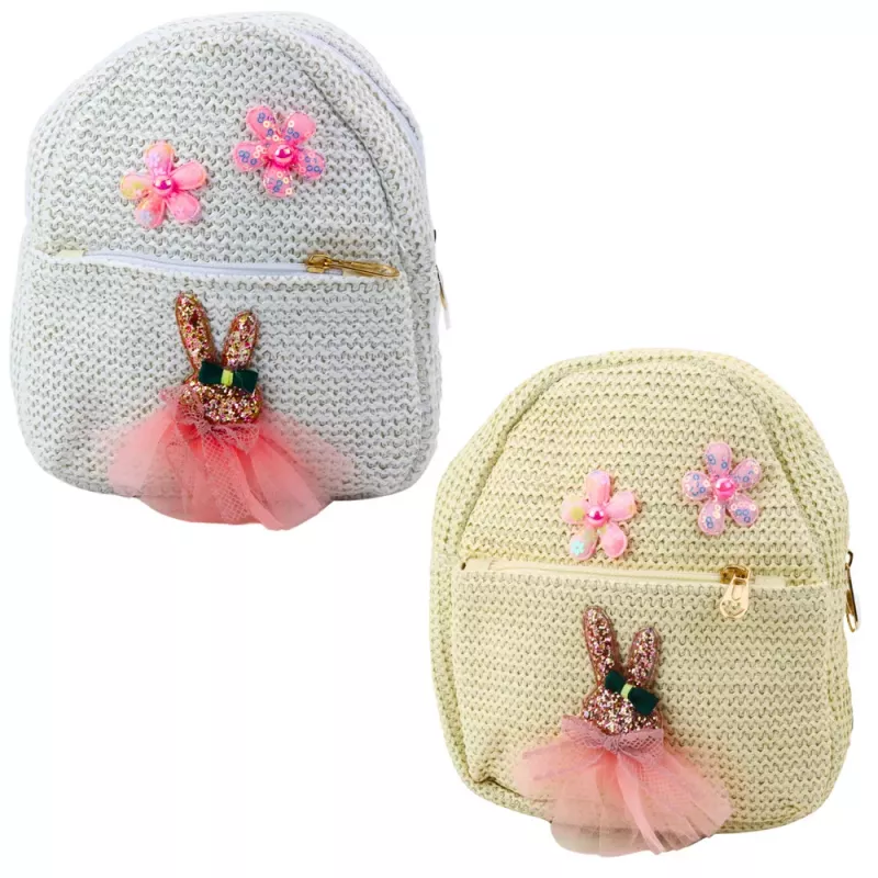 LEAN Kinderrucksack mit besticktem Hasen im Kleid Blumen 2,5L 20cm