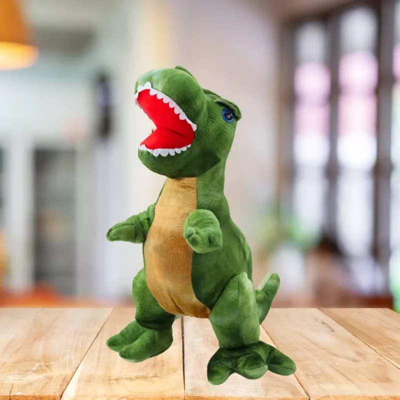 LEAN TOYS Plüschtier Dinosaurier Kuscheltier mit strukturierter Haut Grün 45 cm