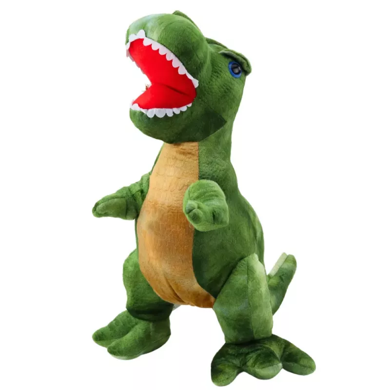 LEAN TOYS Plüschtier Dinosaurier Kuscheltier mit strukturierter Haut Grün 45 cm