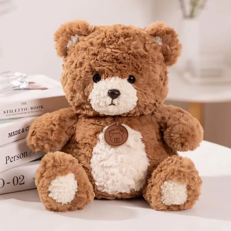 LEAN TOYS Plüsch-Maskottchen Kuscheltier Teddybär mit Medaillon Braun 25cm
