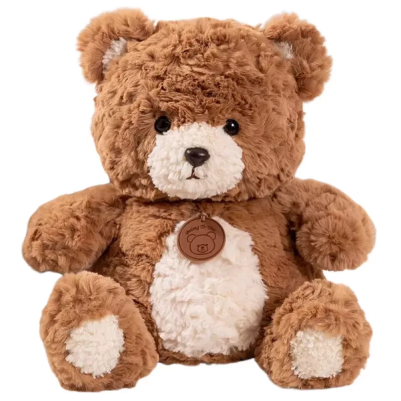 LEAN TOYS Plüsch-Maskottchen Kuscheltier Teddybär mit Medaillon Braun 25cm