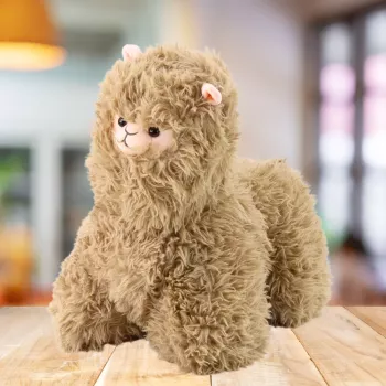 LEAN TOYS Plüsch-Maskottchen Kuscheltier Lama Beige 40 x 40 cm