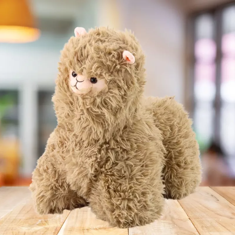 LEAN TOYS Plüsch-Maskottchen Kuscheltier Lama Beige 40 x 40 cm
