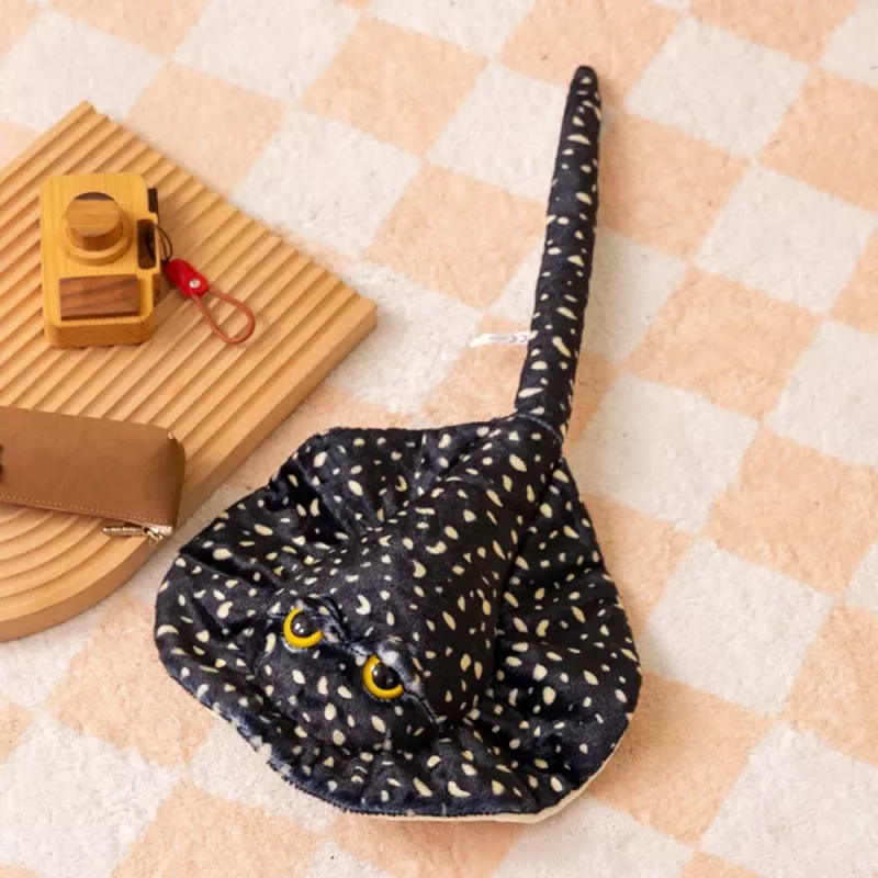 LEAN TOYS Plüschrochen Maskottchen Kuscheltier Schwarz Gepunktet 50cm