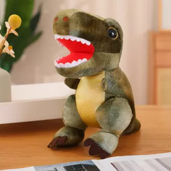 LEAN TOYS Plüschtier Dinosaurier Kuscheltier mit strukturierter Haut Grün 32 cm