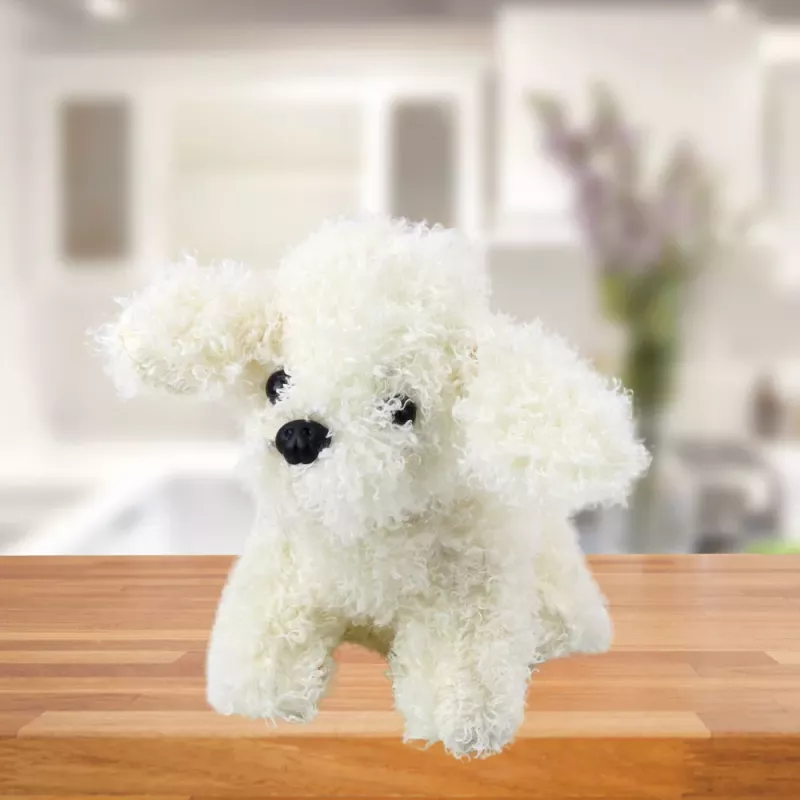 LEAN TOYS Plüschtier Miniatur-Pudel Hund Kuscheltier Weiß 20 cm