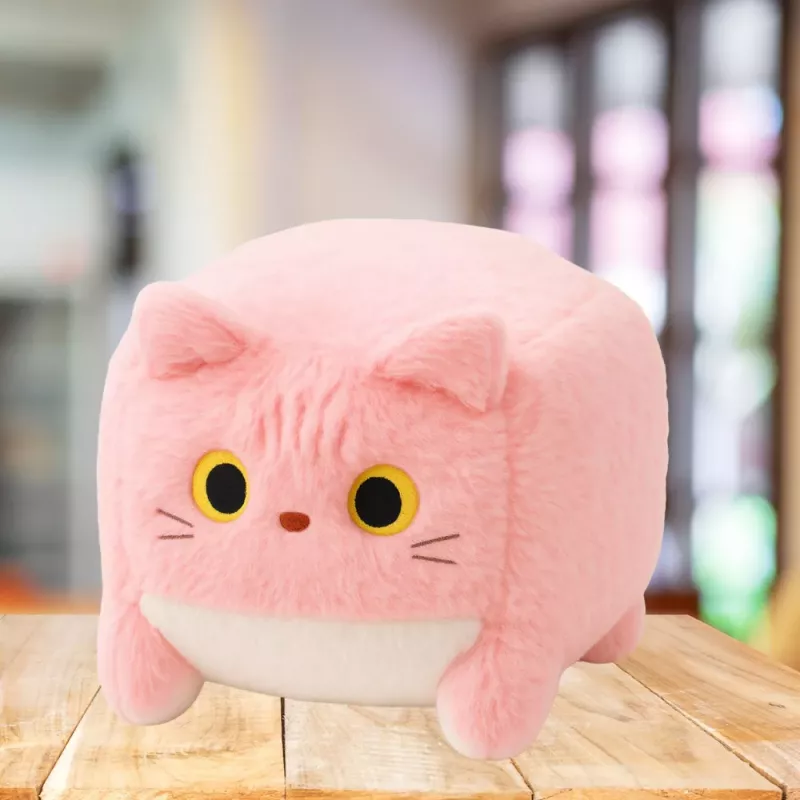 LEAN TOYS Plüsch-Maskottchen Kuscheltier Katzenwürfel Pink 18cm