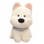 LEAN TOYS Plüsch-Maskottchen Kuscheltier Hund mit blauem Schal Weiß 33 cm