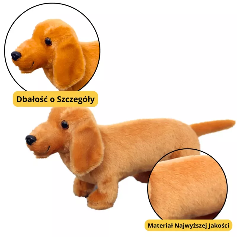 LEAN TOYS Plüsch-Maskottchen Kuscheltier Hund Dackel Hellbraun 25cm