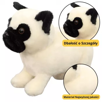 LEAN TOYS Plüschtier Kuscheltier Mops Hund Weiß 19cm