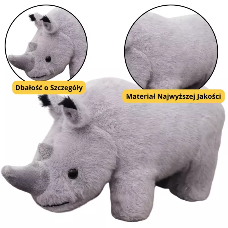 LEAN TOYS Plüsch-Maskottchen Nashorn Plüschtier Kuscheltier Grau 30 cm