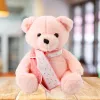 LEAN TOYS Plüsch-Maskottchen Kuscheltier Teddybär mit Schal Pink 35cm