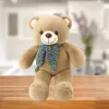 LEAN TOYS Plüsch-Maskottchen Kuscheltier Teddybär Bunter Wollschal Braun 55cm