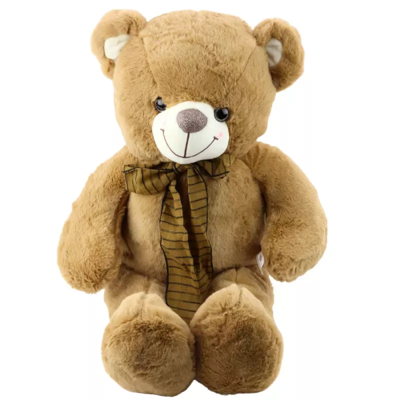 LEAN TOYS Plüsch-Maskottchen Kuscheltier Teddybär mit brauner Schleife in Streifen 60 cm
