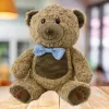 LEAN TOYS Plüschtier Teddybär mit blauer Fliege, hellbraun, 30 cm