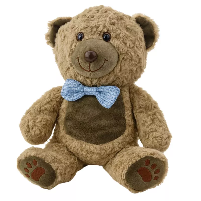 LEAN TOYS Plüschtier Teddybär mit blauer Fliege, hellbraun, 30 cm