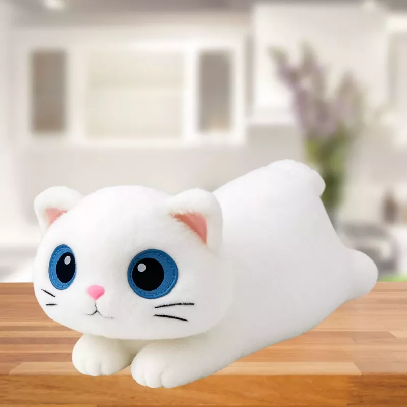LEAN TOYS Plüsch-Maskottchen Kuscheltier Katze Große Augen Weiß 45cm