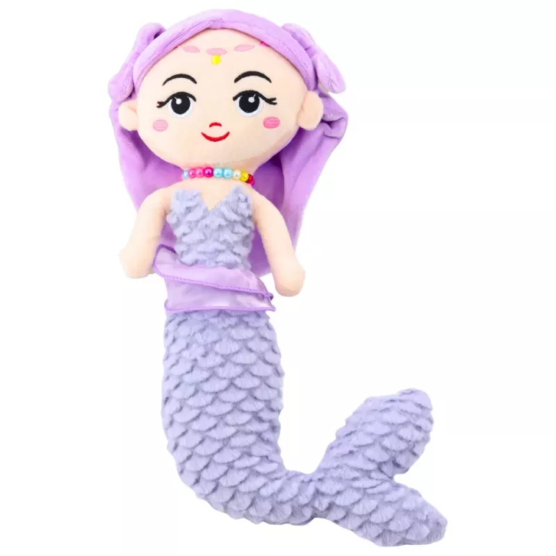 LEAN TOYS Plüsch-Meerjungfrau mit Korallen Kuscheltier Lila 32cm