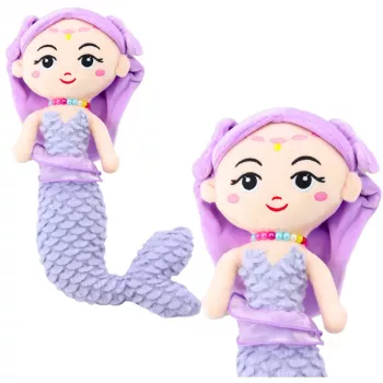 LEAN TOYS Plüsch-Meerjungfrau mit Korallen Kuscheltier Lila 32cm